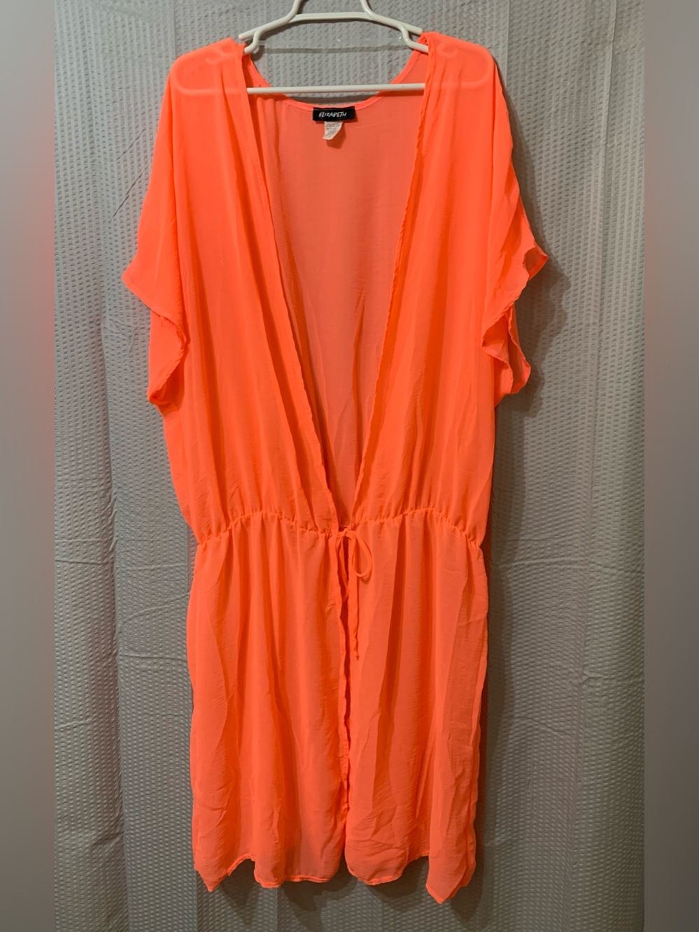 NEW! Bright Coral Neon Orange Beach Swim Cover-Up Kimono 1X 2X